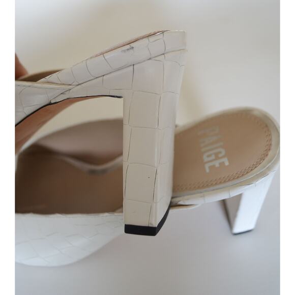 Paige Croc Embossed Leather Slip On Heel Size 8.5 - Picture 5 of 9